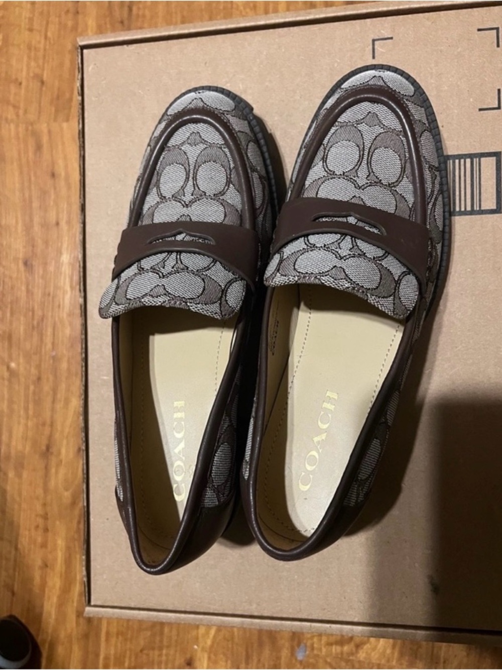 Coach Brown Signature Canvas Penny Loafers
